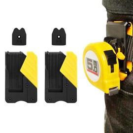 2 Pack Tape Measure Holder for Belt, Universal Tape Measure Belt Clip, Quick-Draw Quick-Lock Low-Profile Measuring Tape Holder Set for Belt Pouch Pocket, Accessories for Electrician Carpenter Plumber