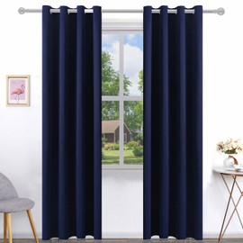 Pickluc Navy Blackout Curtain for Living Room, Light Blocking Drapes with Grommet, Thermal Insulated, Noise Reduction, 52 Inches Wide x 96 Inches Long, 2 Panels