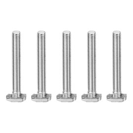 sourcing map 5Pcs T Slot Drop-in Bolt, M8 x 60mm T-Slot Bolts 304 Stainless Steel T Shape Stud Sliding Screw Hammer Head T-Bolt for Standard 4040 Series Aluminum Profile