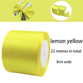 Satin Ribbon Lemon Yellow 75 mm, 22 m Decoration for Presents, Gift Ribbon, Wide Bow Ribbon, Fabric Ribbon for Dress, Wedding, Christening and Birthday Gifts, Decorative Ribbon for Gift Packaging