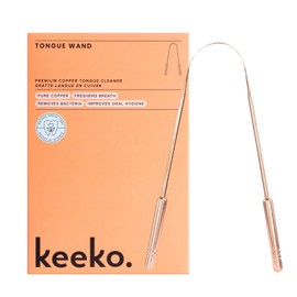 Keeko Premium Copper Tongue Cleaner for Adults, 100% Pure Copper Tongue Scraper Brush Cleaner Designed for Oral Hygiene Bad Breath Easy to Use, Durable and Reusable Tongue Cleaning Tool