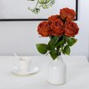 DuHouse 5Pcs Silk Roses Fake Burnt Orange Roses with Stems