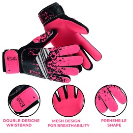 EFAH SPORTS Football Goalkeeper Gloves for Boys, Children, Teenagers, Football Goalkeeper Gloves with Super Grip Palms (Pink, Size 7 Suitable for Size S-M Adult)