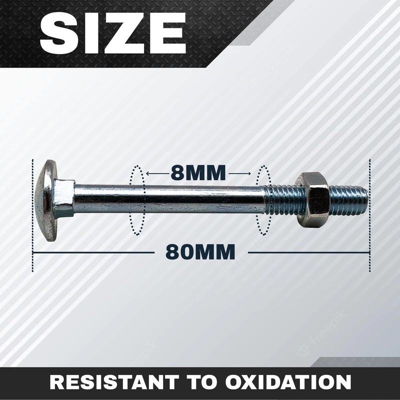 DOJA Industrial Carriage Bolts and Nuts Set, 8 x 80