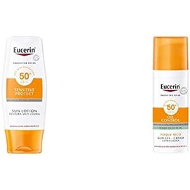 Eucerin Protector Solar FPS 50 , Sensitive Protect, 150 ml  Protector solar facial efecto mate toque seco Oil Control, 50 ml