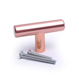 BSM Marketing Kitchen Cabinet Door Drawer Cupboard Knob Solid Rose Gold T Bar Handle (1, T Knob: 50mm)