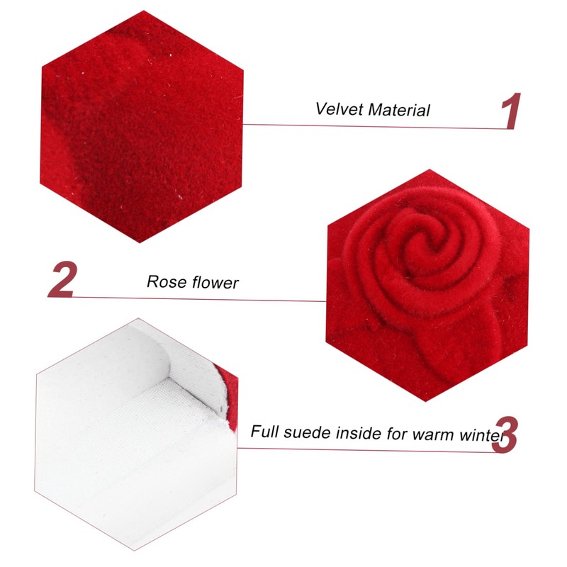 STOBAZA 2 Pack Heart Shaped Ring Boxes Flocked Jewelry Storage