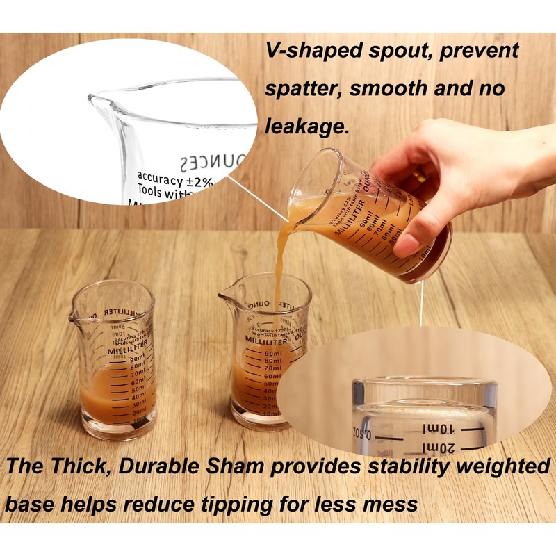 Ackers 3oz/90ml Glass Measuring Cup – Shot Glass with Double