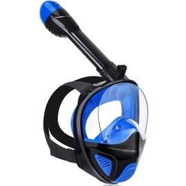 ANSUN Snorkel Mask Full Face, Snorkeling Gear for Adults with Latest Safety Breathing System and Dry Top System, 180° Panoramic View Snorkeling Mask with Silicone Anti-Fog Anti-Leak