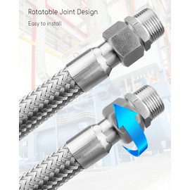 Industrial Grade Compressor Jumper Hose, 3/4" NPT Male Compression Adapter 48" Length 750°F 450 PSI Flexible Whole Body Stainless Steel Metal Hose with Rotate Freely Fittings and Thread Seal Tapes