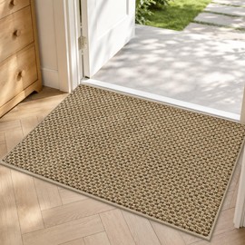COSY HOMEER Door Mat Non-Slip Entryway Rugs Dirt Trapper, 20"x32", Beige