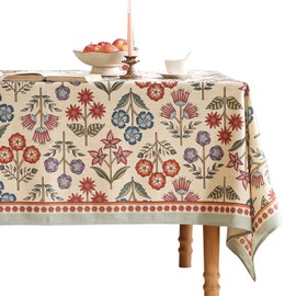 bilin gaier French Linen Tablecloth for Rectangle Tables,Vintage Multiple Prints Table Cloth,Wrinkle Free Tablecloths,Decor Table Cover for Kitchen,Dining,Tea Party,Home,Christmas,55"*79"