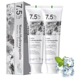 7.5% Nano Hydroxyapatite Toothpaste, Fluoride-Free Formula with Natural Mint for Fresh Breath, Deep Cleaning for Daily Oral Care, 2 Tubes