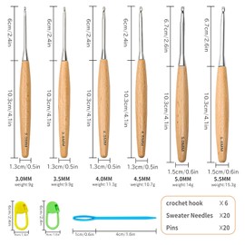 Yitexin Häkelnadel-Set mit Holzgriff, Häkelnadeln für Garn, Häkelnadeln für Arthritische Hände, Stricknadel, Häkelset für Anfänger, Arthritische Hände, Decke, 3,0 mm - 5,5 mm