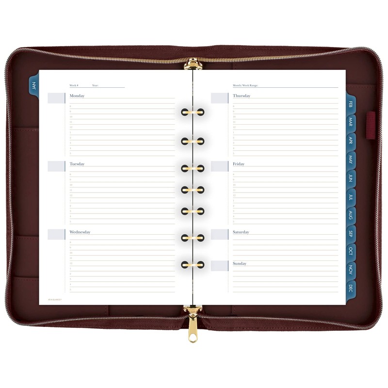 AT-A-GLANCE Faux Leather Undated Starter Set, 7-Ring, 5-1/2" x 8-1/2",
