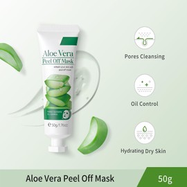 Mascarilla Despegable De Gel De Aloe Vera, Gel Facial - Mascarilla Despegable Hidratante Natural De Aloe Vera. Hidratación Duradera Que Retiene La Humedad Para Piel Seca, Grasa Y Sensible,
