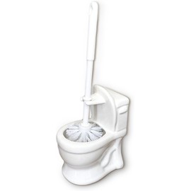 Ceramic Toilet Brush and Holder Set – Elegant Bathroom Decor with Drain Hole Design, Self-Drying Hanging Brush, Round 360° Nylon Bristles for Deep Cleaning – Multi-Purpose Home & Gift (White)