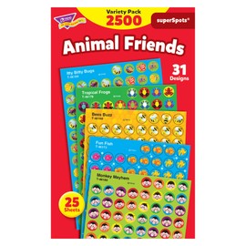 TREND enterprises, Inc. Animal Friends superSpots Stickers Variety Pack, 2500 ct
