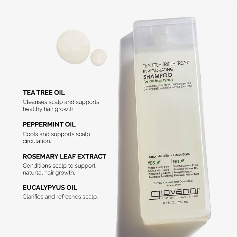GIOVANNI Tea Tree Triple Treat Invigorating Shampoo - Cooling Peppermint,
