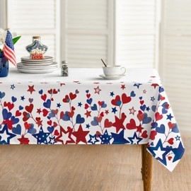 Horaldaily 4th of July Tablecloth 60×84 Inch Rectangular, Veterans Day Decorations Table Cloth Patriotic Soldier Table Cover Patriotic Party Supplies for Home Dining Room Kitchen