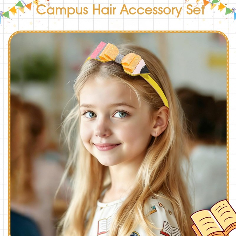 Back to School Yellow Glitter Pencil Headband