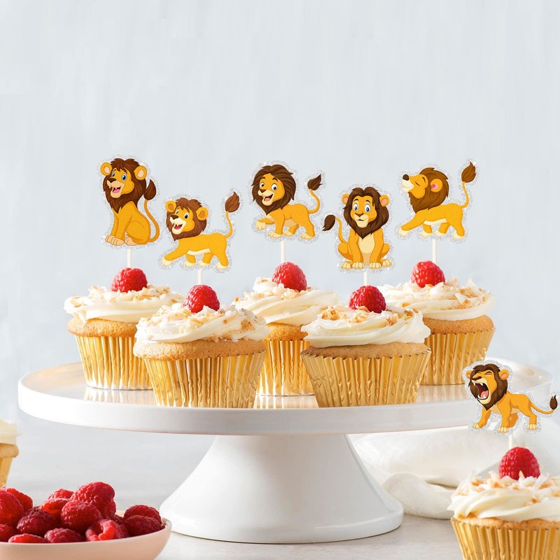 Lion Cupcake Topper, Jungle Safari Animal Cupcake Decor - Forest