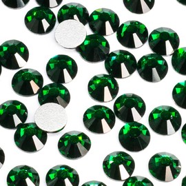 qiipii 400pcs SS30 Emerald Green Nail Rhinestones Bulk Crystal Nail Art 6mm Green Nail Charms Flatback K9 Glass Gems Beads Stones Diamonds Glue Fix for Eye Makeup Nail Jewels Crafts Clothes Shoes DIY