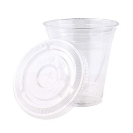 [1000 SETS] Plastic Disposable Cups with Lids - Premium 12 oz (ounces) Crystal Clear PET for Cold Drinks Iced Coffee Tea Juices Smoothies Slush Soda Cocktails Beer Kids Safe (12oz Cups + Flat Lids)