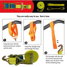 Heavy Duty Soft Loop Short Small Vehicle Moving Tie Down Straps,2 inch Soft Loop Tie Down Straps for Motorcycle