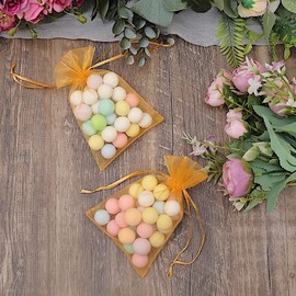 50 pcs 5x7-Inch Gold Organza Drawstring Bags - Wedding Party Favors Jewelry Pouch Candy Gift Bags