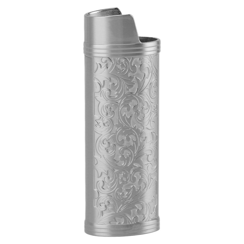 2 Pcs Lighter Case Zinc Alloy Vintage Floral Stamped Classical