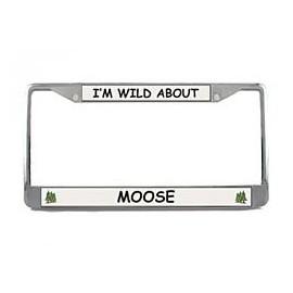 Animal Den Moose License Plate Frame (Chrome) 5 Year Warranty