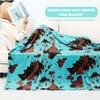 cow print Fleece Turquoise Blue Blanket Kids Teal Fuzzy Throw