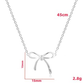Women's Silver Bow Pendant Necklace Simple Fashion Collarbone Chain Women's Bow Jewelry