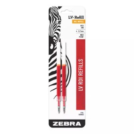 Zebra Pk/2 Zebra LV (JF) Gel Refills #87032, 0.7mm Medium, Red