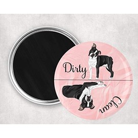 2.25 Inch Boston Terrier Lovers Clean Dirty Dishwasher Magnet