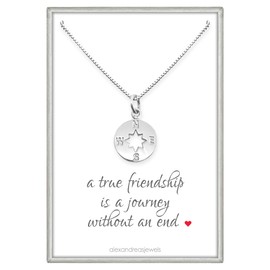 Sterling Silver Compass Necklace, Best Friend Gift Necklace, A True Friendship Necklace, Compass Necklace for Women, 18 inches