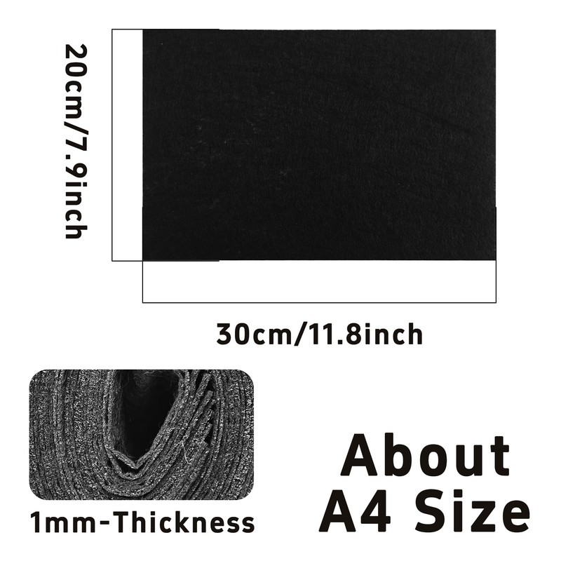 AUXBC 10Pcs Black Thin Felt Fabric Sheets, 8x12 Inch Stiff