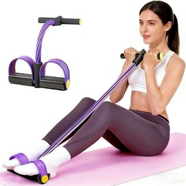 Bandas de resistencia de pedal con asas para mujeres, pedal de entrenamiento de tensión manual de 6 tubos, bandas de resistencia de pedal de goma natu