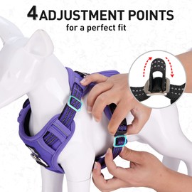 Dociote Anti Zug hundegeschirr Brustgeschirr Sicherheitsgeschirr mit Griff und Reflektorstreifen No Pull Geschirr für mittele & große Hunde M Lila