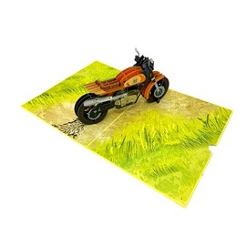 Motorbike 3D Pop Up Greeting card, 3D Biker card for him and her, laser cut- hand assembled, paper art, Make someone smile