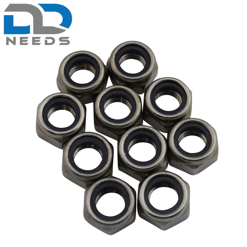 D2D Pack of 10 Self-Locking Nuts Low Form Size: M6