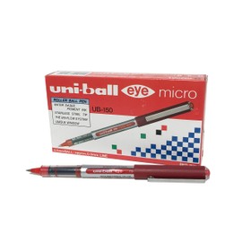 Uni-Ball 162560000 0.5 mm Nib UB-150 Eye Micro Rollerball Pen - Red (Pack of 12)