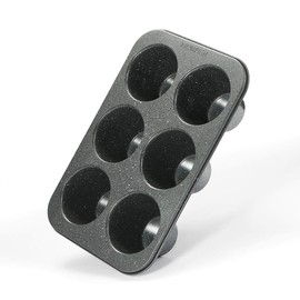 Monfish Jumbo Deep Muffin Mould - 6 Cups Muffin Tins Made of Carbon Steel with Non-Stick Coating - Baking Moulds with Grey Granite Stone Surface - Large Muffin Tins for Baking (9 Diax 7.6 cm Cup)