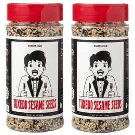 Bakers Club Bulk 17oz Mixed Black and White Sesame Seeds - Tuxedo blend for Sushi, Tuna, Stir Fry, Bread, Poke Bowls - Kosher, Gluten Free, Rich in Sesame Oil - Ideal for Toasting, Cooking, Baking