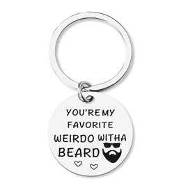 Sisadodo Birthday Gift for Boyfriend Husband from Girlfriend Wife You're My Favorite Weirdo With a Beard Keyring for Husband Boyfriend Anniversary Wedding Gift for Fiance Couple I Love You Gifts