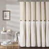 Lush Decor Linen Button Farmhouse Shower Curtain Pleated Two Tone