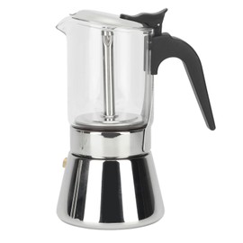 Jiawu Pot, Classic Stovetop Espresso Maker, Stainless Steel Italian and Cuban Greca Coffee Maker, Premium Crystal Glass Top Espresso Pot, Easy to Operate & Quick Cleanup (360ml)