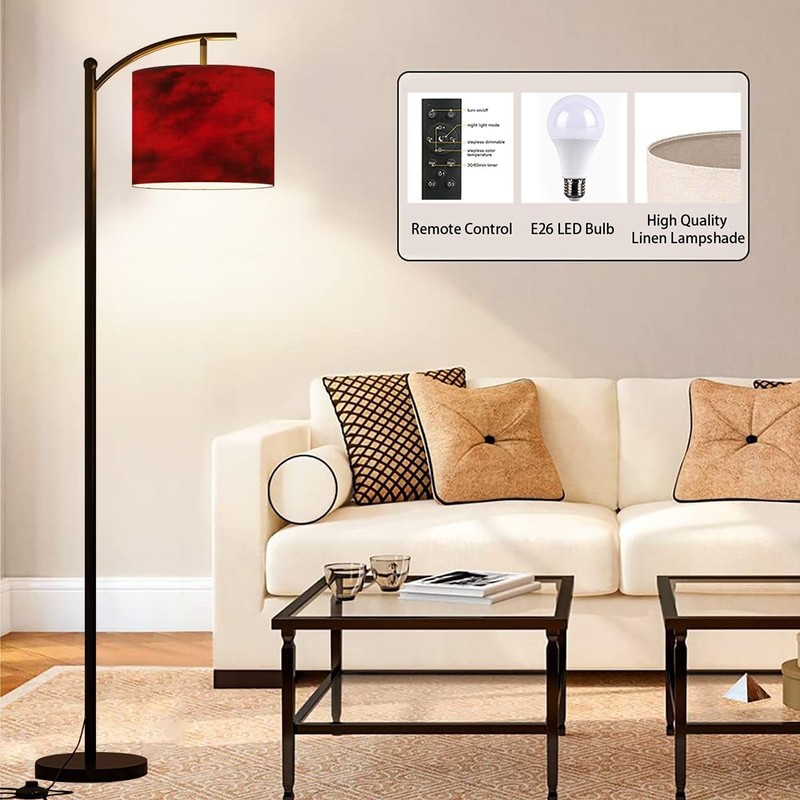 BVCAHSAW Arc Floor Lamp Black red Abstract Toned Fiery Effect
