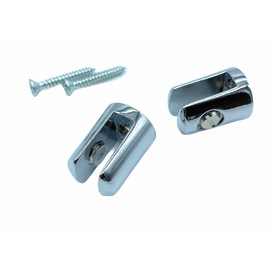 JAM2DAY 2 Glass Shelf Support Brackets Polished Chrome with Rubber Clamp and Fixing Screws